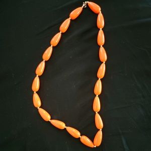 Vintage oblong orange beaded necklace